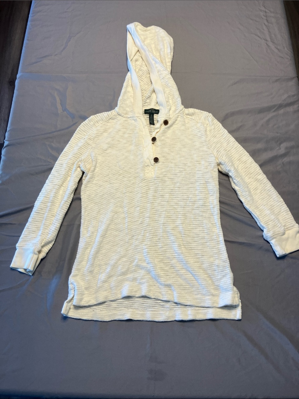 Ralph Lauren Cream Hooded Button-Front Knit Pullover